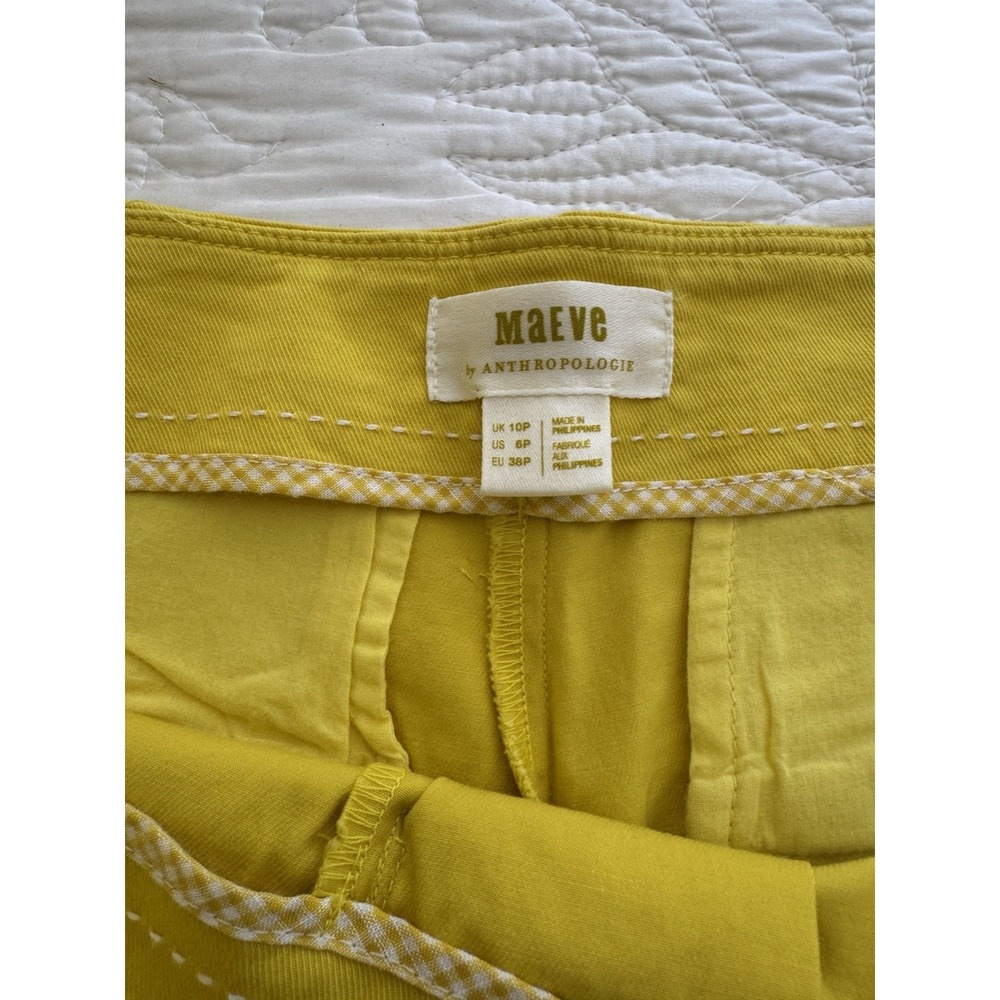 Anthropologie Maeve Schoolbus Yellow Pleated Shorts 6 Petite - Picture 2 of 5